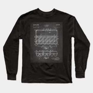 Egg Carton Patent - Kitchen Chef Farming Farmhouse Art - Black Chalkboard Long Sleeve T-Shirt